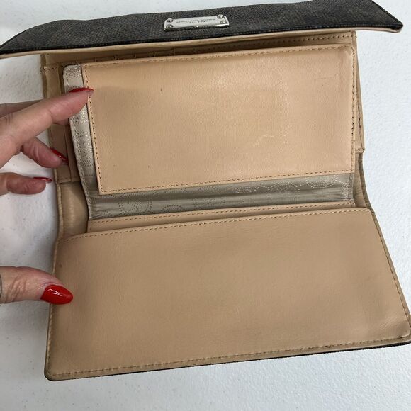 Michael Kors Checkbook Wallet Large Jet Set Travel Signature Brown Monogrammed - Picture 12 of 15